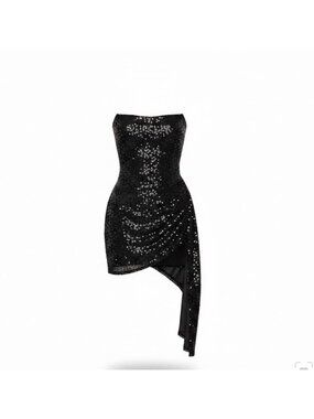 Fashion Nova Womens Black Sequined Stretch Dress Party Evening Size 1X